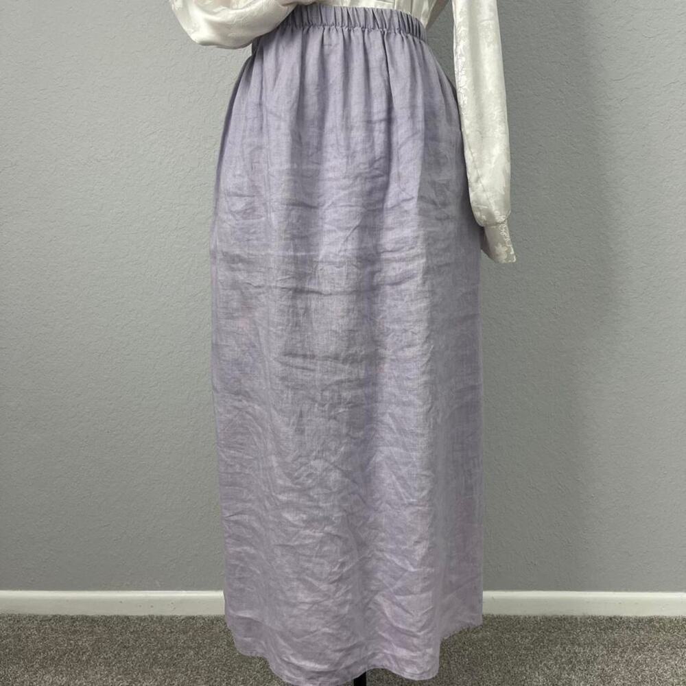 Elegant Pastel Lavender Linen Midi/Maxi Skirt - Excellent Condition M